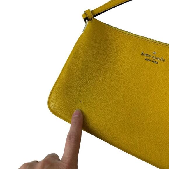 Kate Spade Jackson Triple Gusset Crossbody Bag Pebble Leather Vibrant Canary - Picture 15 of 16